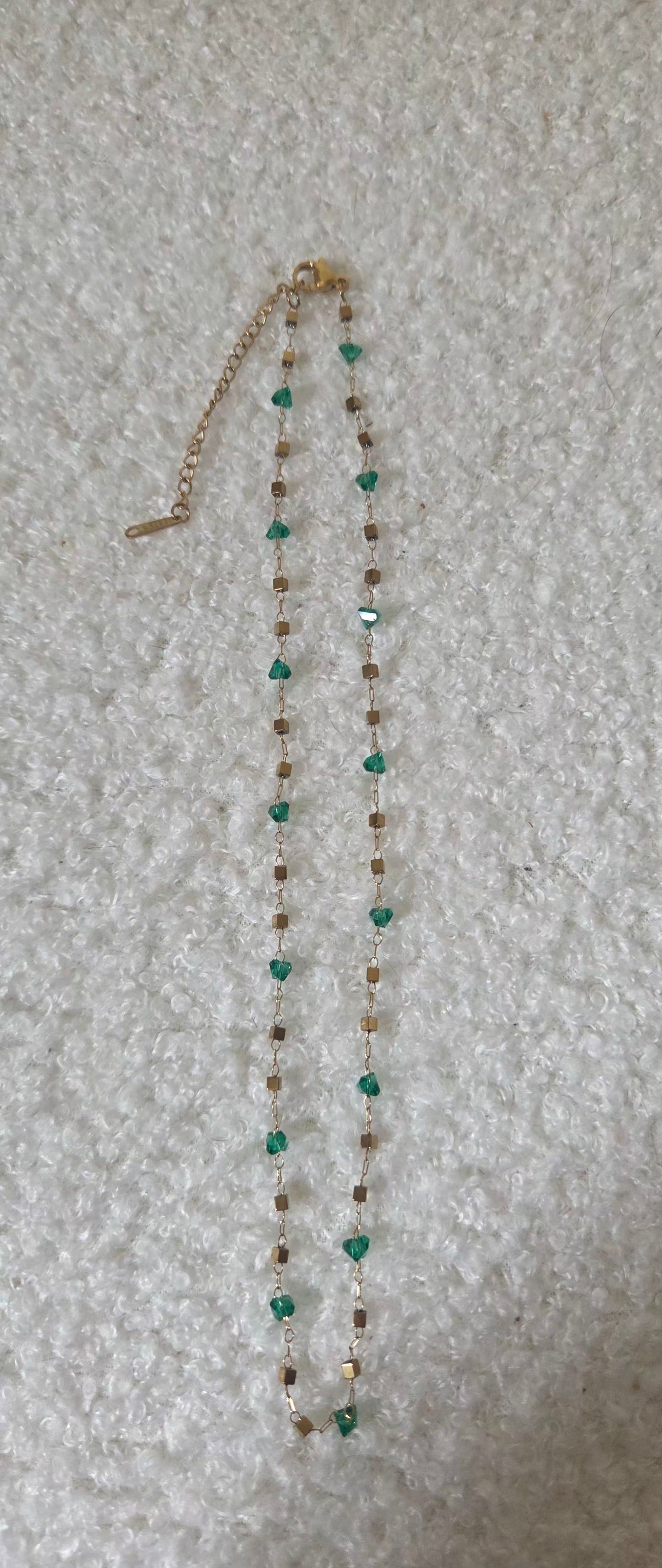 Rosée Verte Necklace – Green Beaded Stainless Steel Necklace