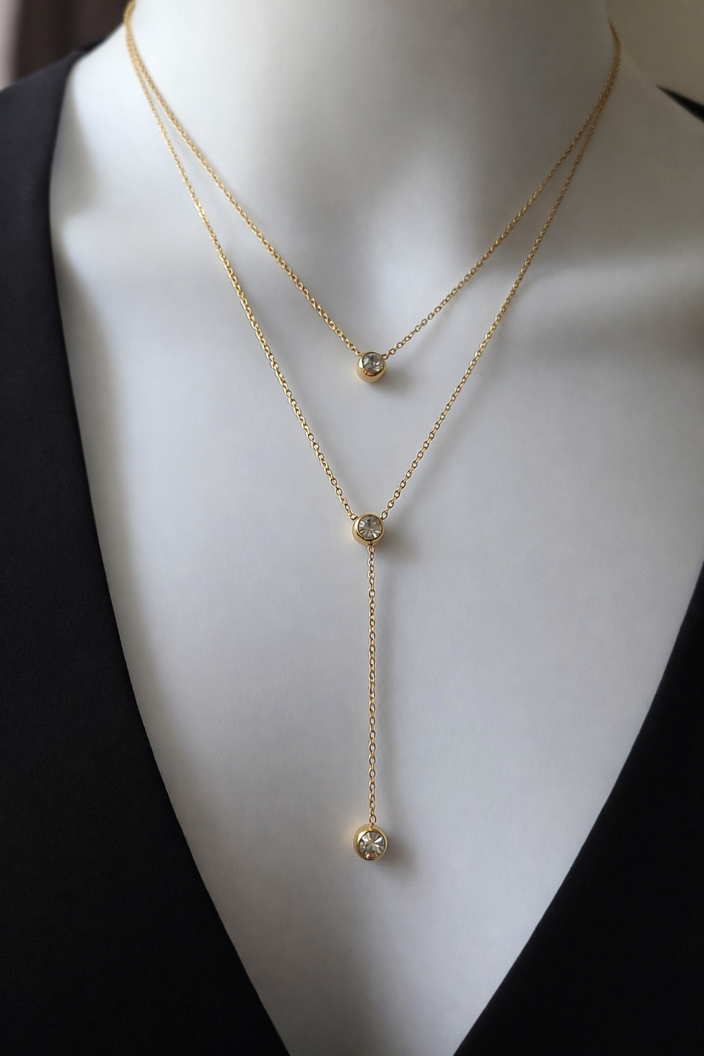 Collier Aura Dorée en acier inoxydable 316L doré avec zircons