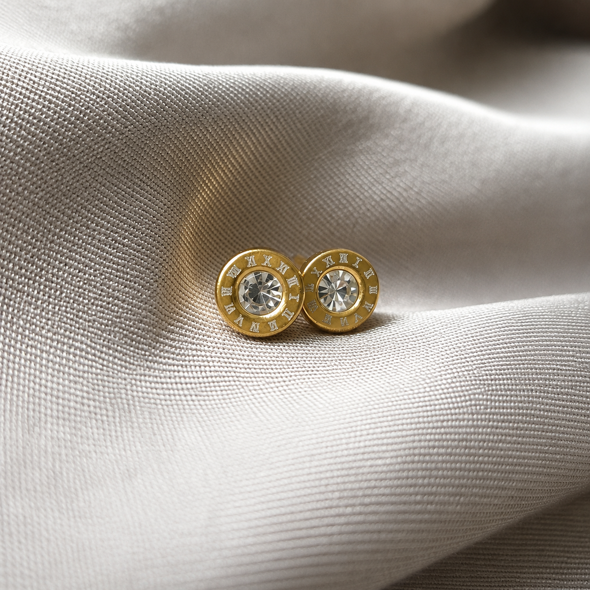 Boucles d’oreilles Instant de Lam dorées avec zircon central