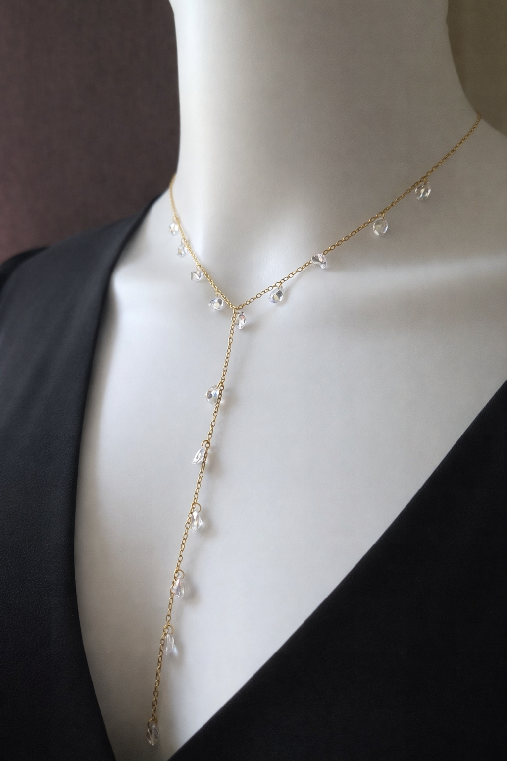 Pluie d'Éclats Necklace – Zircon Lariat Necklace
